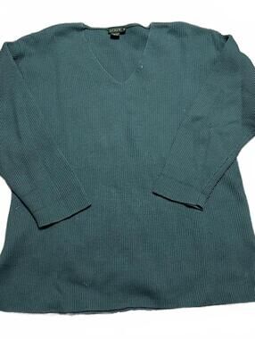 J Crew Lambswool Dark Green Normcore Minimalist sweater Size M